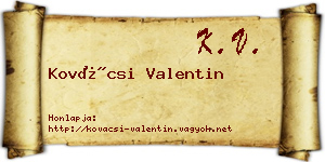 Kovácsi Valentin névjegykártya